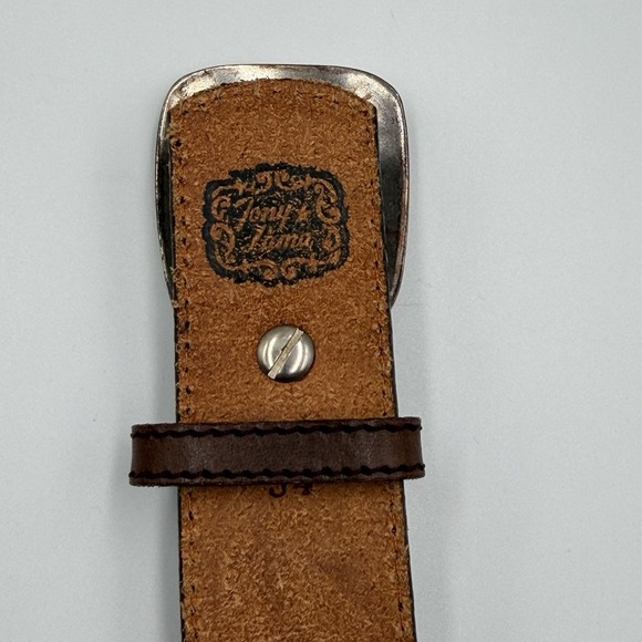 Vintage 1994 Tony Lama Belt Size 34 Hand Tooled Western Brown Leather main image 8